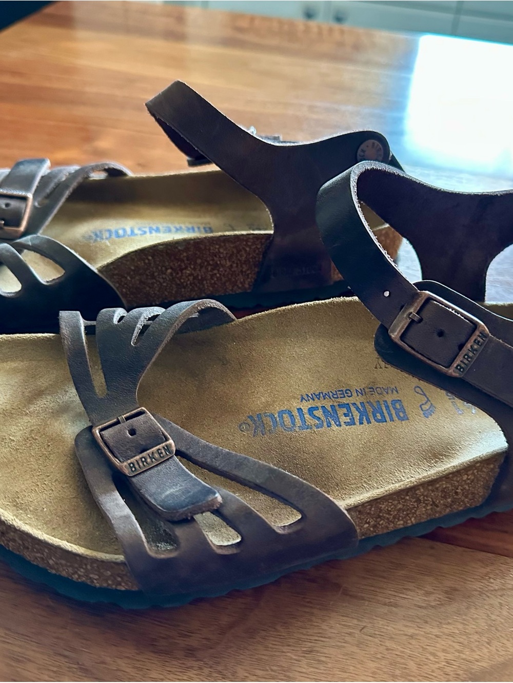 Birkenstock Brown Strap Buckle Cork-Footbed Sandals